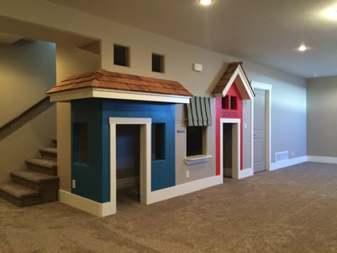 Play Area Indoor Play Fort, Play Area Basement, Indoor Playroom, Basement Playroom, Basement Living Rooms, Basement Living, Basement House, Basement Makeover, Playroom Design