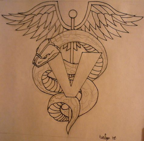 Tattoo ideas Veterinary Tattoo, Vet Tattoo, Veterinarian Tattoo, Tattoo Ideas Animals, Vet Tech Tattoo, Tattoo Pisces, Veterinary Symbol, Vet Logo, Caduceus Tattoo