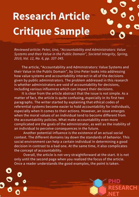 Research article critique sample that will show you how to write a perfect one all on your own. See more samples here! https://www.phdresearch.net/how-to-critique-a-research-article-guide/ How To Write A Critique Paper, Article Critique Example, Research Article Writing, Article Writing Samples, Article Review Sample, How To Write Articles, Critique Paper Example, Editorial Writing Examples, Critique Paper