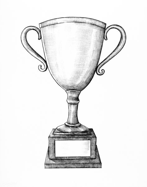 Hand drawn silver trophy illustration | free image by rawpixel.com / Noon Trophy Art Design, Trophy Design Drawing, Trophy Tattoo Design, Trophy Sketch, Trophy Tattoo, Trophy Drawing, Trophy Illustration, Gym Drawing, Place Illustration