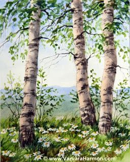 Varvara Harmon   My New Paintings Blog Beginners Canvas Painting, 자작나무 그림, Birch Tree Art, Birch Tree Painting, Canvas Painting Ideas, Multimedia Artist, Birch Trees, Acrylic Painting Techniques, Acrylic Painting Tutorials