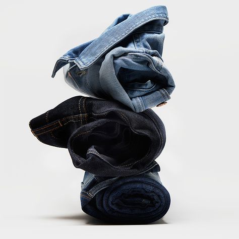 H&M Launches Jeans Collection Made from Recycled Textile Fibers. Jean Editorial, H And M Jeans, Denim Editorial, Shirt Folding, Jeans Collection, Recycle Jeans, Clothing Photography, The Perfect Guy, Recycled Denim