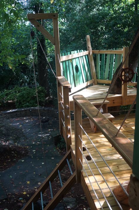 Pirate Boat — Treehouse Experts LLC Tree Structure, Pirate Boats, Tree House Plans, Tree Fort, Tree House Diy, Sensory Garden, Diy Boat, Playhouse Outdoor, Backyard Play