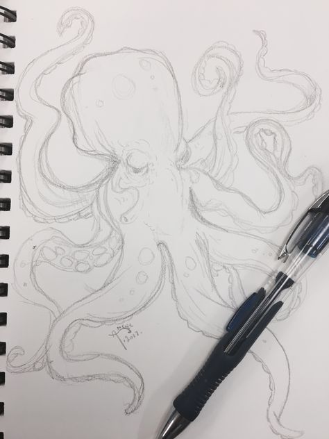 Simple Art Drawings, Lol Art, Octopus Drawing, Arte Inspo, Sketchbook Art, Doodle Art Designs, Drawings Simple, Pencil Art Drawings, Art Drawings Sketches Creative