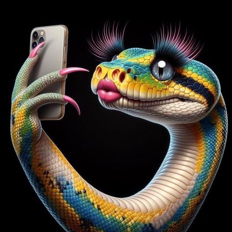 Funny Snake Pictures, Snakes Pictures, Snake Picture, Snake Funny, رسم كاريكاتير, Colorful Snakes, Animal Caricature, Snake Art, Gemstone Art