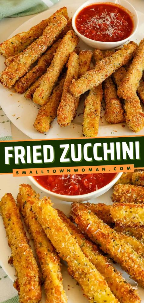 Here's a flavorful zucchini side dish recipe! This Fried Zucchini recipe features crispy coating zucchini seasoned with Parmesan, garlic, and oregano for the best flavor. Prepare this zucchini food idea for a tasty side dish or appetizer! Side Zucchini Dishes, Fried Vegetables Batter, Veggie Straws Recipe, Zucchini Planks Recipe, Fried Veggies Recipes, Fried Zuccini, Healthier Sides, Zucchini Fried, Fried Zucchini Recipe