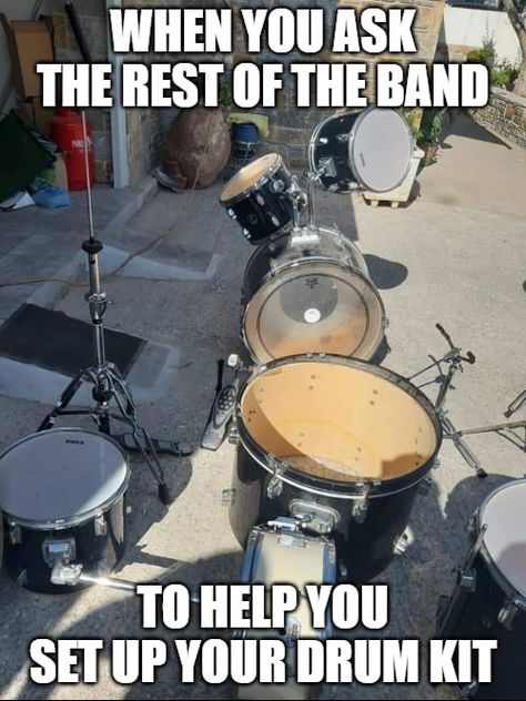 They mean well... 😂 More drum memes 👇 https://drummingreview.com/drummer-memes/ Band Memes Drums, Save A Drum Bang A Drummer, Drummer Humor, Funny Band Jokes, Musician Jokes, Funny Band, Band Jokes, Drum Sheet Music, Music Jokes