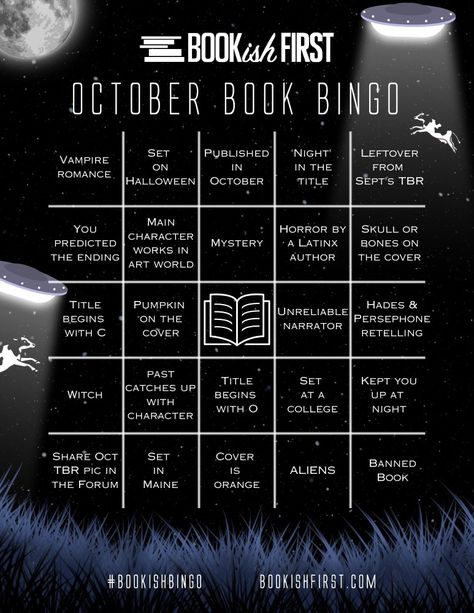 October Book Bingo, Bookish Bingo, Book Bingo, Bingo Books, Reading Bingo, October Books, Reading List Challenge, Ya Fantasy Books, Halloween Reading