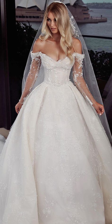 Bridal Gowns With Sleeves Never Fails To Impress Princess Wedding Dresses, Disney Fairytale Wedding Dress, Wedding Dress And Veil, Wedding Dress Alterations, Fairy Tale Wedding Dress, Wedding Dress Guide, Pretty Wedding Dresses, Cute Wedding Dress, Dream Wedding Ideas Dresses