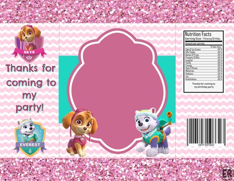 SKYE & EVEREST PAW PATROL CHIP BAG PRINTABLE | Free Template Included | ellierosepartydesigns.com Minions, Chip Bag Template, Potato Bag, Bag Template, Paw Patrol Birthday Party, Custom Party Favors, Potato Chip, Chip Bags, Party Favor Bags