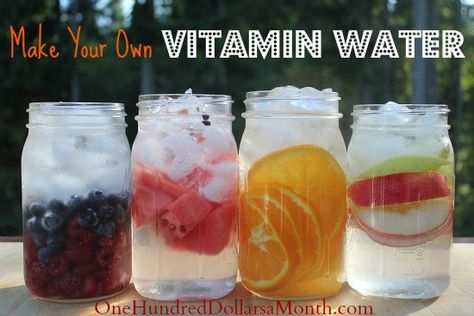 Make Your Own Vitamin Water Vitamin Water Recipes, Diy Mixes, Cardiac Diet, Infused Water Recipes, Pregnancy Cravings, Fruit Infused Water, Cooking Hacks, Fruit Infused, Water Recipes