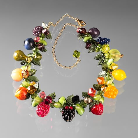 Fruit Rainbow, Fruit Beads, Piskel Art, Fruit Berries, Rainbow Fruit, Glass Fruit, Fruit Jewelry, Rainbow Necklace, Boulder Co