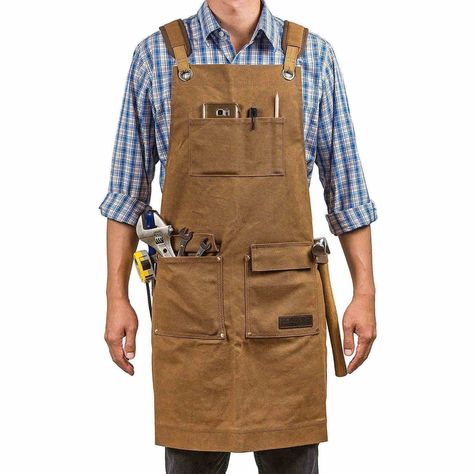 A TOOL APRON FOR MULTI PURPOSES: Equip yourself with GIDABRAND work apron and enjoy convenience in the workplace! Full coverage shop apron is 27” wide X 34” tall, it makes the perfect ADJUSTABLE up to 50” waist shop apron with LONG STRAPS and removable shoulder pads for universal. Ideal as a workshop, woodworking, mechanics, technicians, utility, carpenter, barista or even artist, hobbyist or DIY tool apron! ALL YOUR TOOLS IN NEAT ORGANIZATION: Have on you everything you need to work fast and ef Mens Shop Apron, Apron For Woodworking, Jewelers Bench Apron, Woodworking Apron, Utility Apron, Tool Apron, Work Apron, Shop Apron, Canvas Work