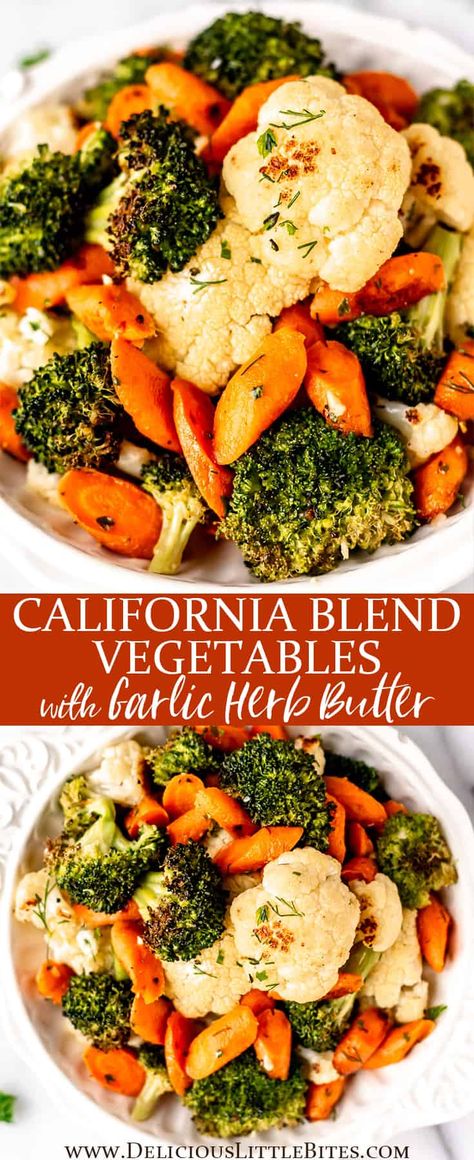 California Blend Recipe, California Blend Vegetables, Veggie Medley Recipes, Easter Side Dishes Vegetables, Sauce For Vegetables, Roasted Vegetable Medley, Buttered Vegetables, Seasoned Veggies, Garlic Herb Butter