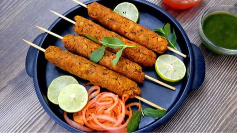 Why should the non-veg people have all the kebab fun?sels Seekh Kebab Recipes, Seekh Kebabs, Seekh Kebab, Kebab Recipe, Shish Kebab, Chana Dal, Using A Pressure Cooker, Non Veg, Kebab Recipes