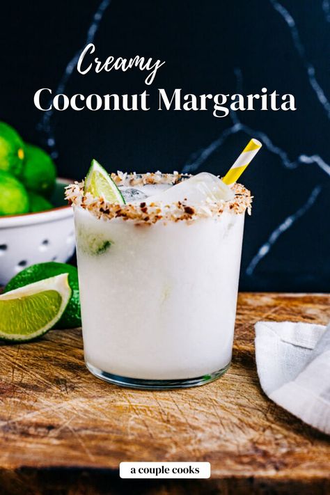 Margaritas, Coconut Margarita Recipe, Coconut Cocktails, Coconut Martini, Coconut Tequila, Cocktail Margarita, Mexican Cocktails, Tequila Recipe, Coconut Margarita