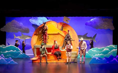 Globe Productions on Twitter: "Check out the amazing sets, costumes and cast of our latest production, James and the Giant Peach. There are still seats open for Sat & Sun showtimes. https://t.co/NFcYHMnTvr https://t.co/ciAZDRpRU6" / Twitter James And The Giant Peach Costume, James And Giant Peach, James And The Giant Peach, Peach Costume, Painted Staircases, The Giant Peach, Paper Dolls Clothing, Set Design Theatre, Creative Costumes