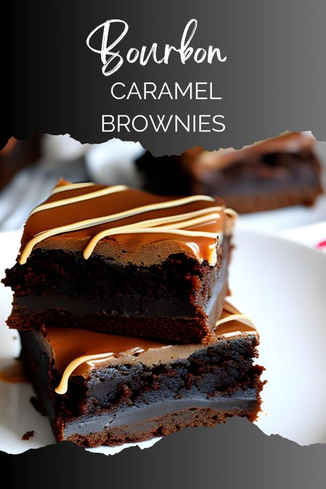 Indulge in heavenly Bourbon Caramel Brownies, where rich chocolate, gooey caramel, and a hint of bourbon create an irresistible treat. Coffee Brownies Recipe, Boozie Desserts, Bourbon Cheesecake Recipes, Bourbon Brownies Recipes, Bourbon Dessert Recipes, Whiskey Brownies, Alcohol Sweets, Bourbon Desserts, Whiskey Desserts