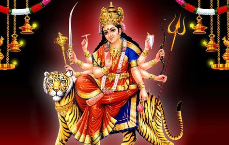 Navratri is an important Hindu festival dedicated to the worship of Goddess Durga. Among all Navratris; #ShardiyaNavratri is the most popular and significant. This nine days long festival starts from the pratipada of Ashwin month. Devi Rangoli, Hindu Goddesses, Navratri Puja, Goddess Kali Images, Devi Maa, Durga Kali, Aadi Shakti, Mata Rani, Shakti Goddess