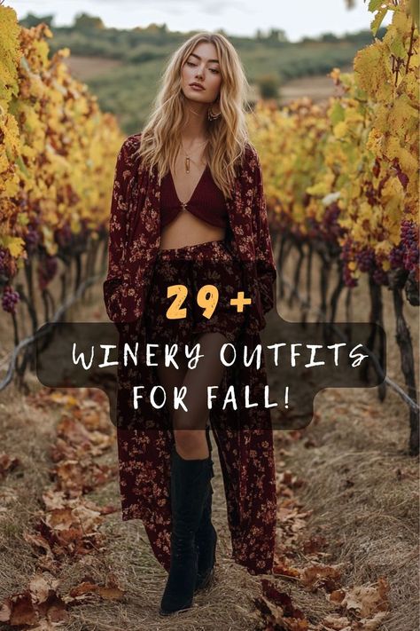 Need style inspiration for your next winery trip? 🌾👗 Click for 29 chic and cozy outfits that are just right for a fall vineyard adventure. Style up for the season! #VineyardStyle #FallFashion #WineryVisit #CozyChic #StyleGuide Napa In December Outfits, Napa Fall Outfit Wine Country, Napa Valley Outfit Winter Wine Country, Wine Country Outfit Fall, Winter Napa Valley Outfit, Winter Winery Outfit What To Wear, Wine Tour Outfit Fall, Napa Outfit Fall, Winery Fall Outfit