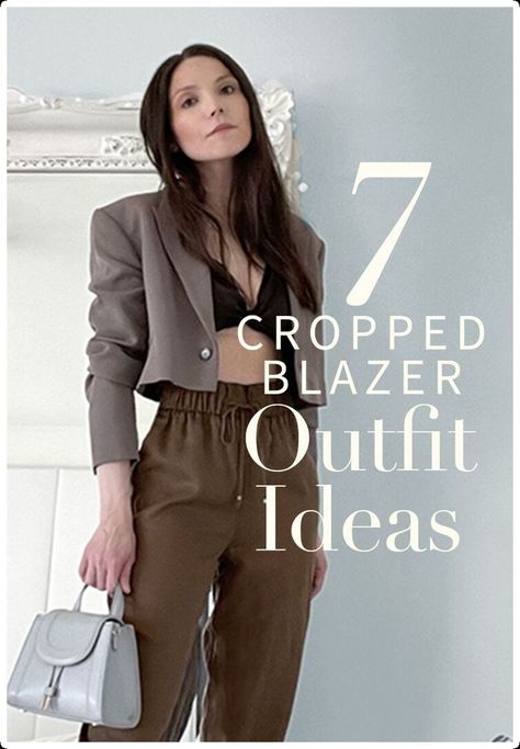 Black Cropped Blazer Outfit, Crop Blazer Outfit, Cropped Blazer Outfit, Beige Blazer Outfit, White Blazer Outfits, Blazer Outfit Ideas, Button Down Outfit, Cropped Outfits, Black Blazer Outfit