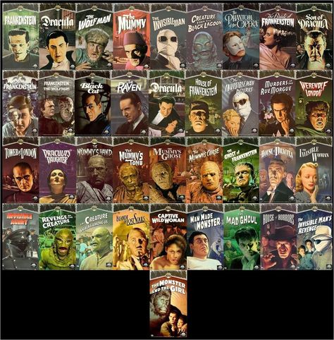 Universal studios monsters movies Monster Books, Universal Monsters Art, Classic Monster Movies, Universal Studios Monsters, Original Monster, Famous Monsters, Horror Monsters, Retro Horror, Classic Horror Movies