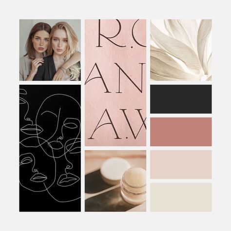 brand mood board and color palette for a beauty blogger focused on clean makeup and skincare #v23creativeco #moodboard #beautyblog Makeup Mood Board, Brand Mood Board, Branding Mood Board, Makeup And Skincare, Clean Makeup, Cool Art Drawings, Beauty Industry, Skin Color, Beauty Blogger