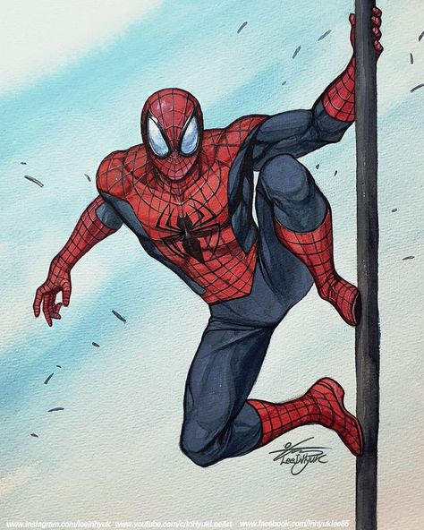 InHyuk Lee (이인혁) on Instagram: “Spidey/ Full body/ watercolor/ A3 size  #spiderman #commission #originalart #pencil #watercolor #tutorial #inhyuklee #inhyukleeart” Body Watercolor, Inhyuk Lee, Superman Drawing, Spiderman Poses, Spiderman Sketches, Spiderman Drawing, Pencil Watercolor, Spiderman Art Sketch, Man Sketch