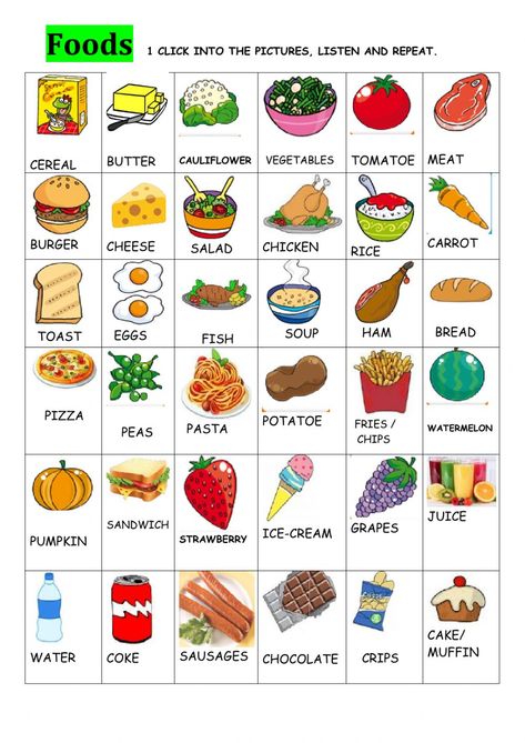 Food and drinks online worksheet for cuarto. You can do the exercises online or download the worksheet as pdf. Food And Drink Worksheet For Kids, Food And Drink Worksheet, Food Worksheets For Kids, Food Activities For Kids, Picture Of Food, Food Worksheet, Food Flashcards, Ingles Kids, Food Lessons