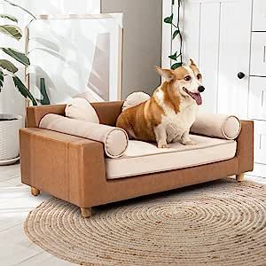 COUCH PET BED FOR GOOD HEALTH | CAPACITY FOR LARGE SIZED PET | PET FRIENDLY MATERIAL | CREATE A COZY CUDDLE SPACE | STYLISH AND CLASSY PED BET FURNITURE | AN EASY TO CLEAN PET SOFA BED Leather Dog Bed, Dog Couch Bed, Large Dog Bed, Cat Couch, Dog Couch, Pet Sofa Bed, Pet Couches, Dog Sofa Bed, Space Dog