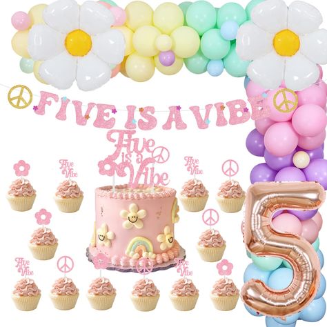 5s A Vibe Birthday, 5 Girl Birthday Party Ideas, Five Year Old Girl Birthday Party Theme, 5 Birthday Party Ideas Girl, Six Is A Vibe Birthday, Five Is A Vibe Birthday Cake, Fifth Birthday Party Ideas Girl, Girls 5th Birthday Party Ideas, Five Is A Vibe Birthday Party