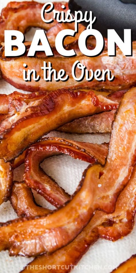 How Long To Cook Bacon In Oven, Oven Cooked Bacon, Bacon Cookies, Perfect Bacon, Oven Baked Bacon, Bacon Dishes, Homemade Bacon, Bacon In The Oven, Easy Bacon