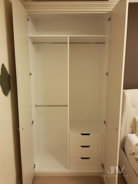 Closet Cabinet Ideas For Small Bedroom, Cabinet Wardrobe Design, Wardrobe Design Bedroom Small Space, Cabinets For Small Bedrooms Hanging Cabinets For Small Bedroom, Small Wardrobe With Drawers, Cupboard Ideas Bedroom Small Space, Built In Cabinets Bedroom Small Spaces Closet, Wardrobe Hanging Rail Ideas, Small Wardrobe Interior Design