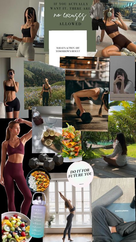 #gym #workout #fitness vision board Gym Motivation Vision Board, Fit Girl Vision Board Ideas, Gym Girl Vision Board, Vision Board Body Fitness Motivation, Healthy Body For Vision Board, Exercise Vision Board, Fit Body For Vision Board, Fitness Mood Board, Fitness Moodboard