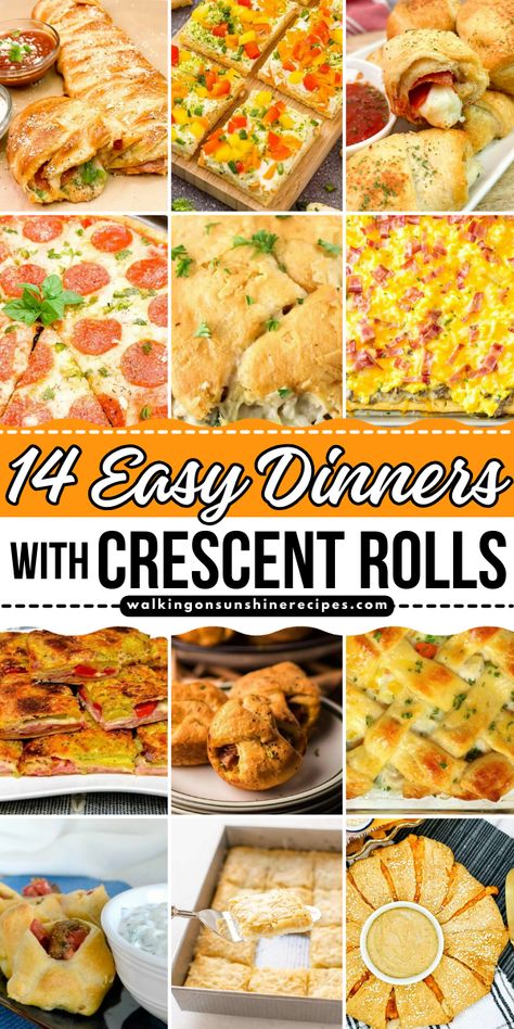 Tired of the same old dinner routine? Look no further than this collection of 12 Easy Dinners with Crescent Rolls for something easy, delicious and a little bit unexpected! Easy Dinners With Crescent Rolls, Dinner Ideas With Rhodes Rolls, Homemade Pizza Rolls Crescent, Refrigerated Crescent Roll Recipes, Healthy Recipes With Crescent Rolls, Foods To Make With Crescent Rolls, Easy 9x13 Dinner Recipes, Easy Crescent Roll Dinner Recipes, Meals Using Crescent Rolls