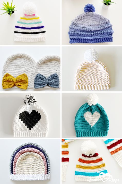 Double Crochet Beanie Pattern, Free Crochet Hat Patterns, Childrens Crochet Hats, Crochet Hat Patterns, Easy Crochet Hat Patterns, Crochet Beanie Pattern Free, Crochet Animal Hats, Crochet Hat For Beginners, Crochet Baby Blanket Free Pattern