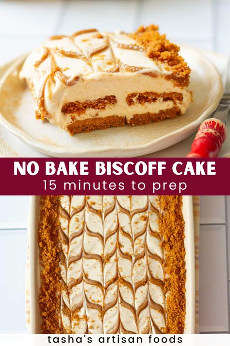 no bake biscoff cake Easy Transportable Desserts, Biscoff No Bake Dessert, Viral Dessert Recipes, Easy Biscoff Desserts, Cookie Butter Cake Recipes, Biscoff Dessert Recipes, No Bake Desserts Easy 4 Ingredients, Ice Box Cake Recipes, Biscoff Desserts