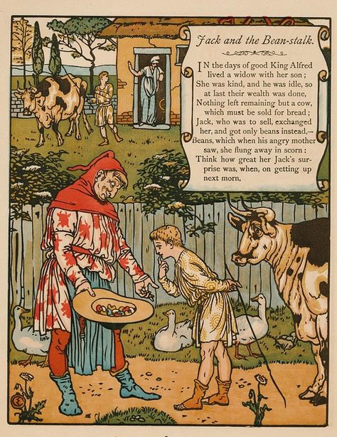 walter Crane, 1874 Jack and the bean stalk ill pg 1 | Flickr Beard Pictures, Walter Crane, Fairy Tales For Kids, Fairytale Stories, Jack And The Beanstalk, Fairytale Illustration, Royal Academy Of Arts, Folk Tales, Canvas Print Wall