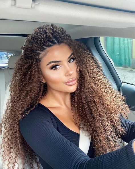 Tan Skin Blonde Hair, Curly Crochet Hair Styles, Blonde Curly Hair, Curly Hair Extensions, Beautiful Curly Hair, Pretty Braided Hairstyles, Curly Human Hair Wig, Dread Hairstyles, Curly Girl Hairstyles