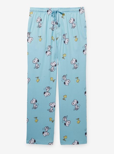 Snooze in Snoopy style! Inspired by Peanuts  these sleep pants feature an allover print of Snoopy and Woodstock on dreamy blue fabric. With side pockets  a drawstring elastic waist  and button fly  it's a must-have for scoring a good night's rest.A BoxLunch Exclusive!92% polyester; 8% spandexListed in unisex sizesWash cold with like colors; dry lowImported Snoopy Pj Pants, Snoopy Pjs, Space Pajamas, Cute Pj Pants, Cartoon Pajama Pants, Jack Skellington Pajamas, Swaggy Fits, Snoopy Pajamas, Youtuber Dr