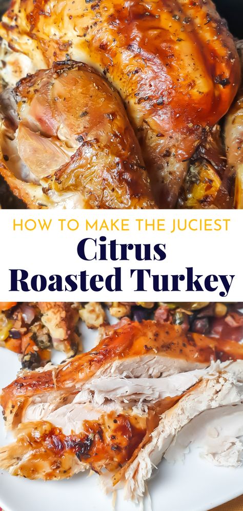 Roast Turkey With Orange And Sage, Orange Stuffed Turkey, Citrus And Herb Roasted Turkey, Herb And Citrus Butter Roasted Turkey, Citrus Stuffed Turkey, Orange Glaze Turkey, Citrus Roasted Turkey, Turkey Stuffed With Oranges And Lemons, Citrus Stuffed Turkey Recipe