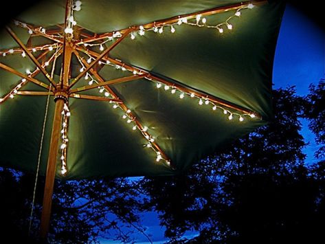 Would love lights under my patio umbrella! Patio Umbrellas Diy, Outdoor Umbrella Lights, Patio Umbrella Lights, Diy String Lights, Patio Layout, Patio Steps, Patio String Lights, Umbrella Lights, Patio Shade