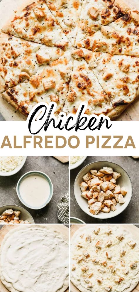 Homemade Alfredo Pizza, Alfredo Pizza Sauce Recipes, Cicis Pizza Alfredo Pizza, Chicken Crust Alfredo Pizza, White Chicken Pizza Alfredo Sauce, Chicken Club Pizza Recipe, Pizza Ranch Recipe, Types Of Pizza Toppings, Homemade Pizza Flavors