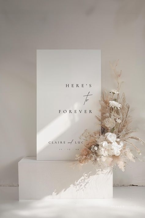 Welcome guests to your special event with this editable wedding quote sign template. Available in two versions with differing text arrangements, it showcases "Here's to Forever" by default. You can also customize the quote for your needs.  Incredibly versatile, perfect for featuring at your ceremony, reception, rehearsal dinner, wedding shower, or engagement party! You can also easily change the font, font color and background color to better match your event!  This sign works well for complemen Elegant Wedding Welcome Sign, Wedding Quote Signs, Wedding Ceremony Sign, Welcome Signage, Coin Photo, Wedding Quote, Ceremony Sign, Wedding Ceremony Signs, Welcome Sign Template