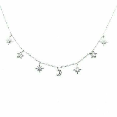 Necklaces Star, Rose Jewellery, Celestial Stars, Birthday 5, Stars And Moons, Star And Moon Necklace, Star Charm Necklace, Necklaces Silver, Accessories Silver