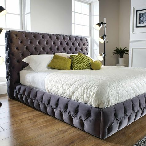 Buttoned Bed, Chesterfield Bedroom, Frames Bedroom, Big Headboard, Chesterfield Bed, Velvet Bed Frame, Frame Bed, Fabric Bed Frame, Super King Size Bed