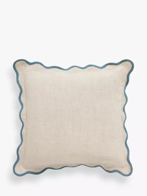 Scalloped Pillow, Pearl House, Flat Interior Design, Cottage Living Rooms, Flat Interior, Interior Design Boards, Garden Cushions, Blue Cushions, Blue Bedding