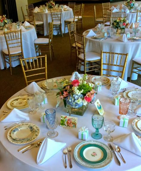 Southern Vintage Wedding, Mismatched Reception Tables, Thrifted Wedding Table Setting, Mixed China Table Setting, Vintage Glass Table Setting, Mismatched China Table Setting, Mixed China Wedding Table Settings, Mismatched Glasses Wedding, Mismatched Table Setting Wedding