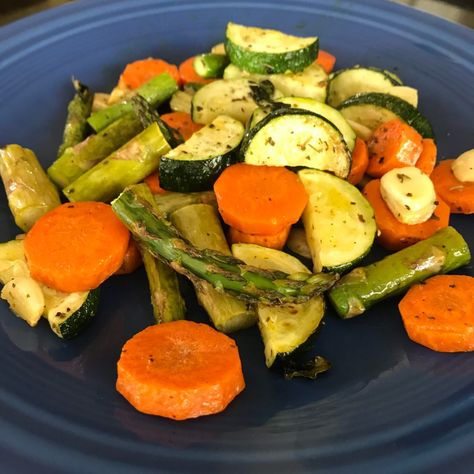 Roasted Asparagus, Carrots, and Zucchini On Plate Asparagus Carrots, Carrots And Zucchini, Mexican Corn Salad, Mexican Shredded Chicken, Roasted Zucchini, Hidden Vegetables, Herb Roasted Potatoes, Roast Zucchini, Bake Zucchini