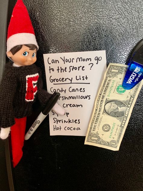 Elf On The Shelf Read Me A Book, Elf On The Shelf Ideas Scavenger Hunt, Elf On The Shelf Good Luck Ideas, Elf Grocery List, You Have Been Elfed Ideas, Elf On The Shelf Transport Jar, Elf On The Shelf Money Ideas, Gift From Elf On The Shelf, Elf On The Shelf Book Ideas